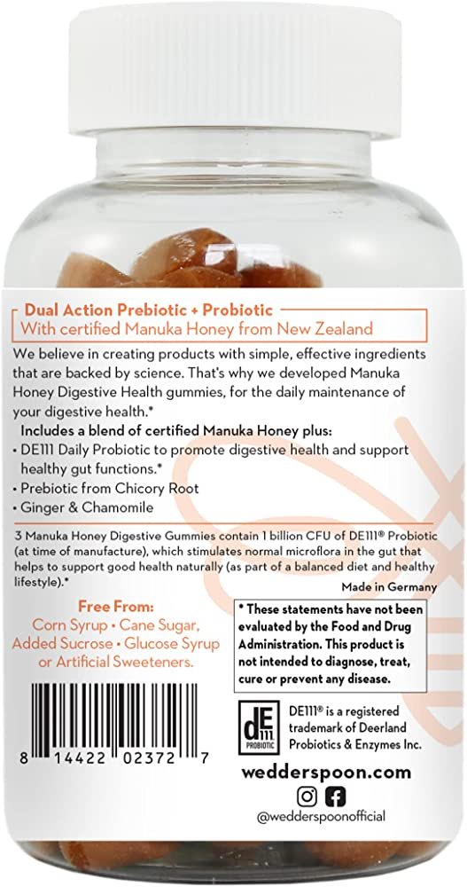 Wedderspoon Manuka Honey Digestive Gummies Tropical - 90 Gummies