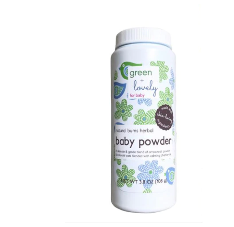 Green + Lovely Natural Bums Herbal Baby Powder - 4 oz