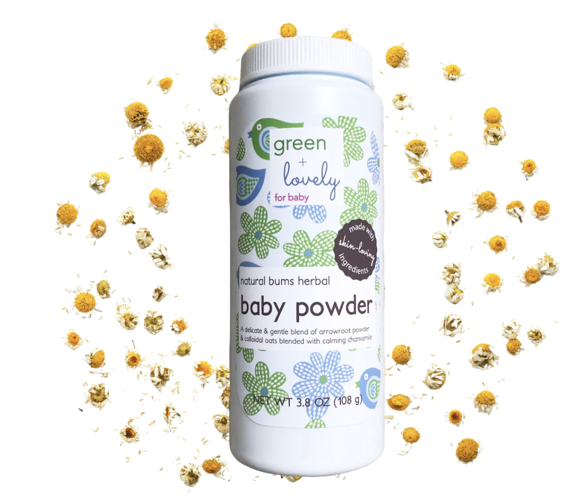 Green + Lovely Natural Bums Herbal Baby Powder - 4 oz